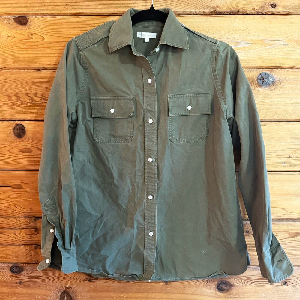 ANN MASHBURN Green Button-Up Long Sleeve Top Small